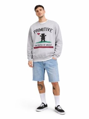Primitive by Diamond Supply Co. Grey “Grizzly” Graphic Crewneck – Size XL GUC